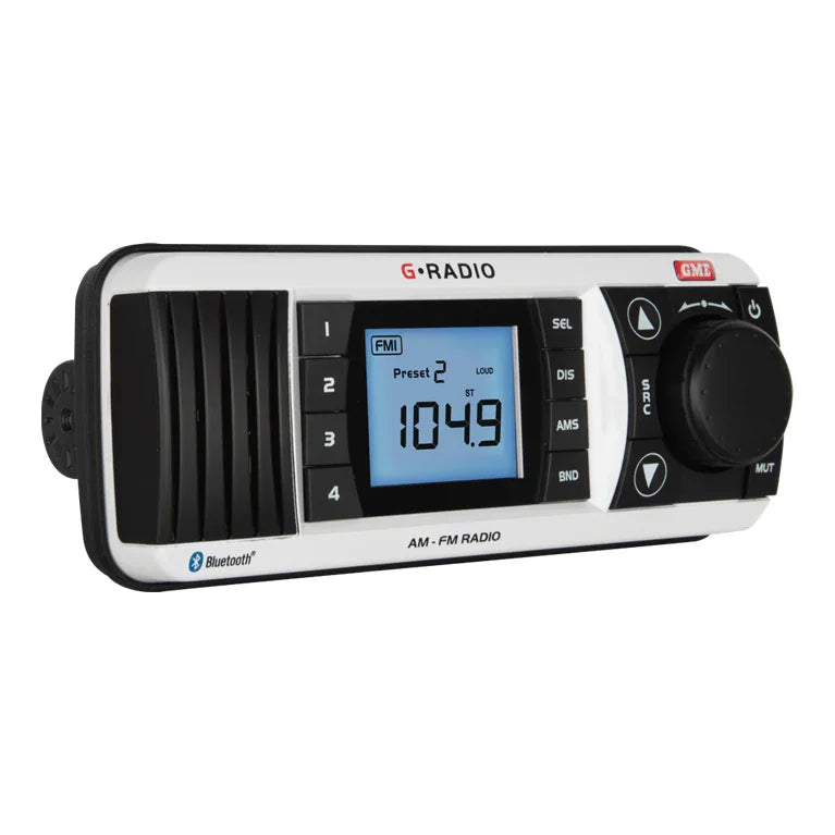 Collection of GME GR300TW white bluetooth stereo in a gallery layout